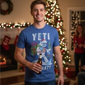 5 for $30 HOLIDAY TIME Yeti to Party Blue Short Sleeve Tee
